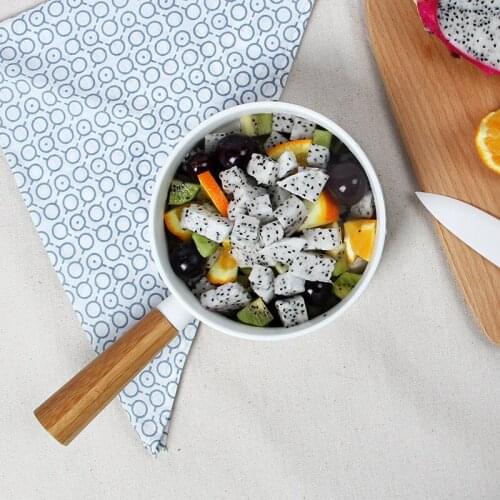 Salad bowl bowl of Western European creative fruit bowl dessert salad bowl Western-style food bamboo ceramic tableware with hand