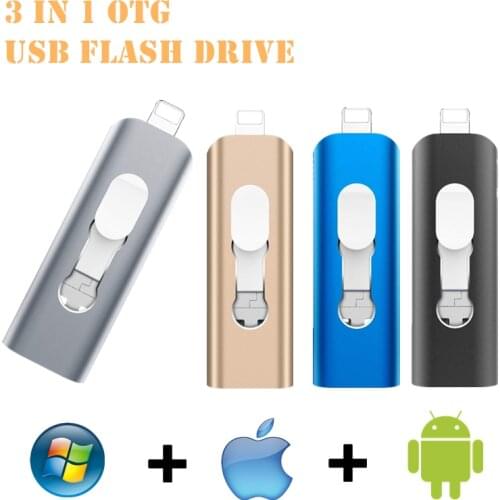 USB Flash Drive For iPhone 11 X/8/7/7 Plus/6/6s/5/SE/ipad OTG Pen Drive HD Memory Stick 8GB 16GB 32GB 64GB 128GB Pendrive usb3.0