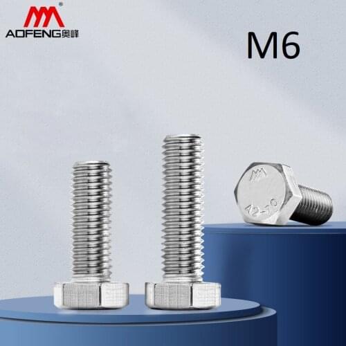 10Pcs/Lot M6 304 Stainless Steel External Hexagon Cap Screws 6mm Outer Flat Hexagon Head Bolt
