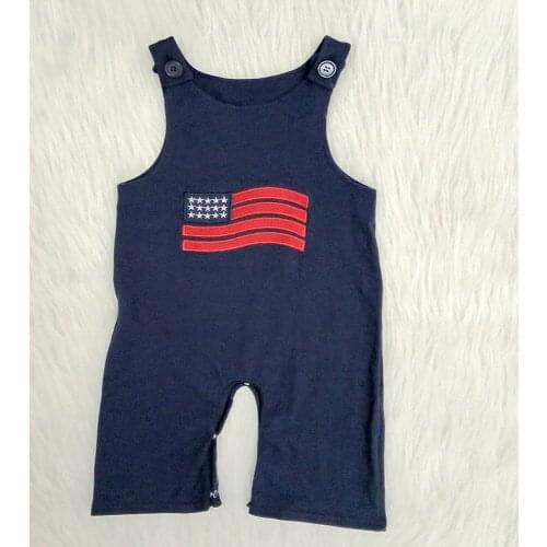 July 4th boy high quality romper flag printed design baby boy overalls no sleeves boys tank romper