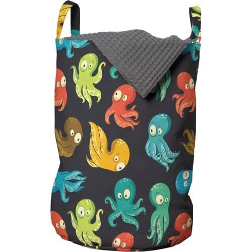 Octopus Laundry Basket Octopus Cartoon Drawing Style Funny Organizer for Clothes Underwear Socks Toys Wash Bag & Home Storage
