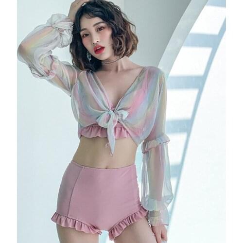 Swimwear Woman Girl Swimsuit Tankini Women Two Pieces For Swimsuits Bikinis Female Sexy Cute Japanese Fairy Ins Super Red