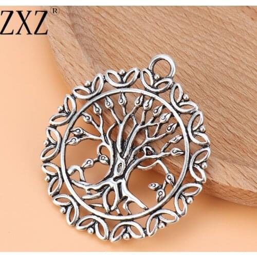 ZXZ 5pcs Large Tree Charms Pendants for Necklace Jewelry Making Findings 51x45mm