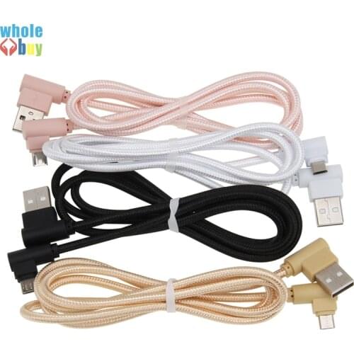 100pcs/lot High speed 0.25m 1m 2m 3m 90 Degree L-shaped braided Game Cable Micro 5pin 8pin Type C Data Cable for iPhone Xiaomi