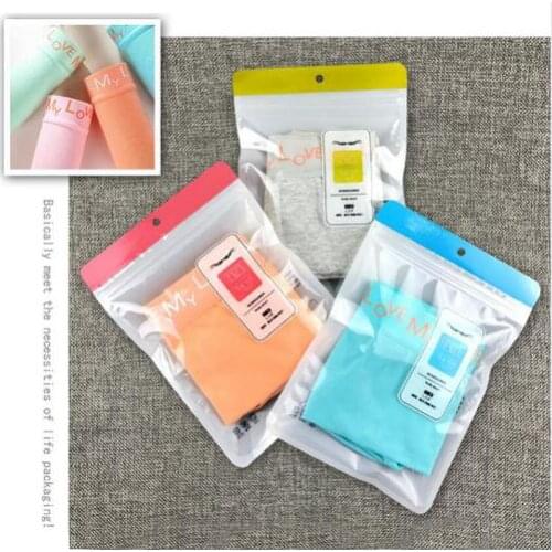 100Pcs Pink Blue Plastic Underwear Underpants Zip Lock Packaging Bag with Hang Hole, Briefs Knickers Storage Bag for Retail Shop