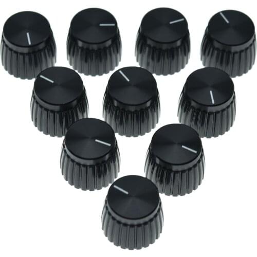10x Amplifier Knobs Black+Black Cap Push on Knobs for Marshall Amplifier AMP Knob