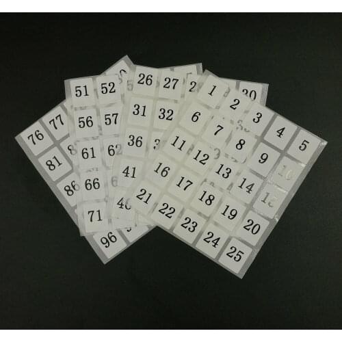 15 Sets Number Stickers 1 To 100 Waterproof Black Letters White Sticker 13mm x 16mm (0.51" x 0.62" )
