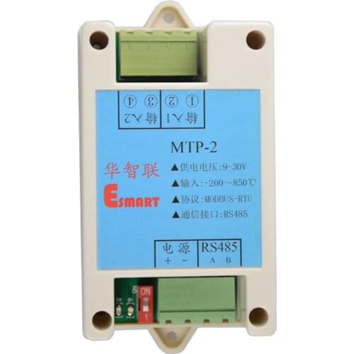 2-channel thermal resistance temperature transmitter acquisition module PT100 / 1000 temperature conversion 485MODBUS-RTU