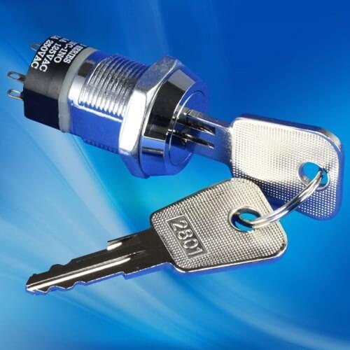 4pcs 19mm 2NO-2NC 2A 250V 4A 125V Micro Key Switch Lock Keylock Switch S286A-2