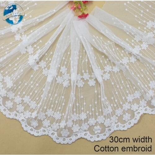 30cm white lace polyester embroidery lace french lace ribbon fabric guipure diy trims warp knitting sewing Accessories#3694