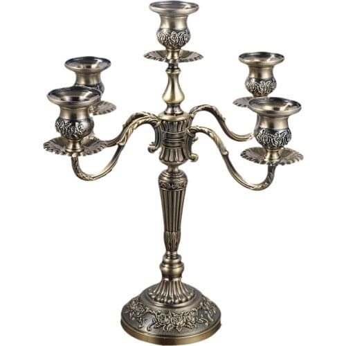 Bronze Candelabra Metal 5-arms/3 arms Candle Holders Wedding Decoration Candlesticks Event Candle Stand Table Centerpiece