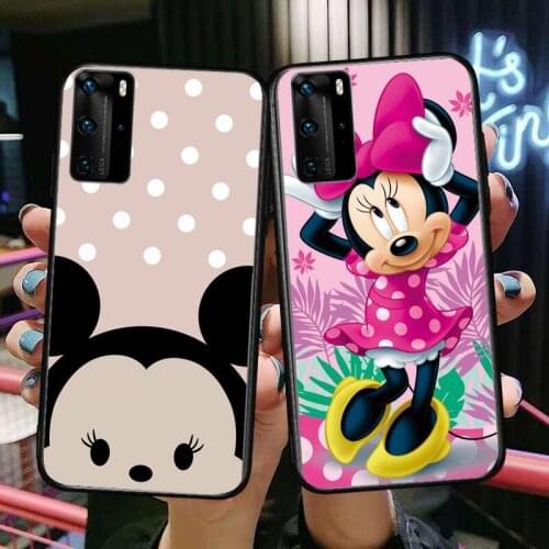 Happy Minnie Mickey Mouse Phone Case For Huawei P40 p30 P20 10 9 8 Lite E Pro Plus Black Etui Coque Painting Hoesjes comic fas