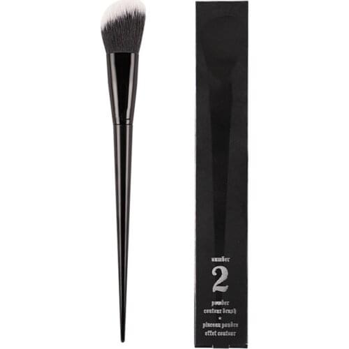 BLACK Angled Powder/Blush Contour Brush #2 - Synthetic Highlighter Bronzer Makeup Brush Beauty Blender Tool