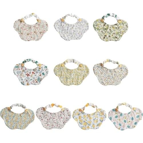 Baby Soft Cotton Drool Bibs Floral Printing Saliva Towel Boys Girls Feeding Apron Bandana for Newborn Infants Shower Gifts