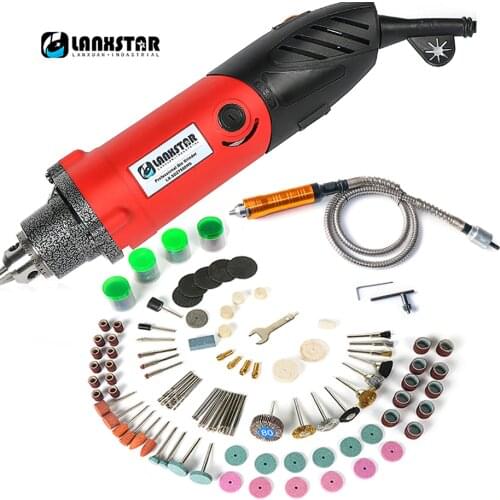 LANXSTAR 7500WS Rotary Electric Drill Dremel Style Electric Drill Machine Power Tool 6mm Mutifuction Chuck Chisel Flexible Shaft