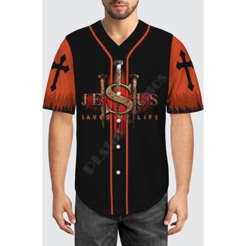 Baseball Jersey Beach Summer Jesus 3D All Over Printed Mens Shirt Casual Shirts hip hop Black tops 08