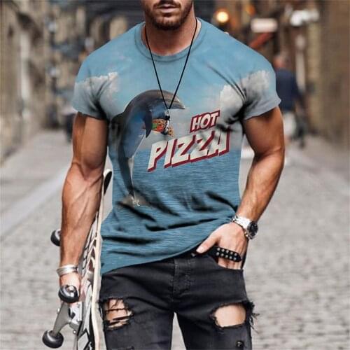 Summer 3d Printing Fashion Clothes Shark Deer Painted T-shirt Mens Hip Hop Short Sleeve Top Casual T-shirt Undershirt Large Siz