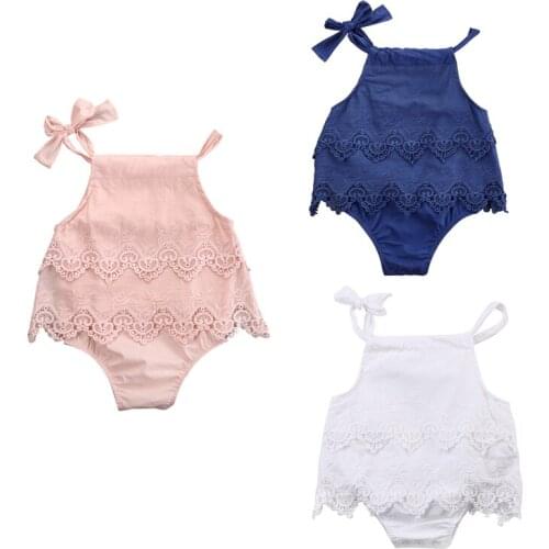 0-18M Newborn Cotton Romper Baby Girl Sleeveless Lace Crochet Romper Infant Toddler Jumpsuit Outfit Sunsuit Clothes