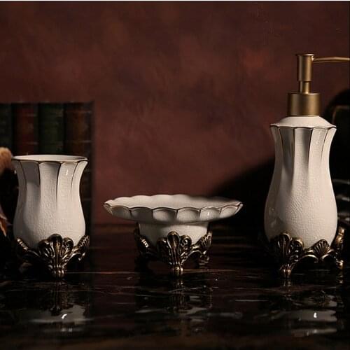 European style luxury ceramic Bath Hardware Sets,Bathroom Toothbrush Cup Soap Dishes Soap Dispensers bottle,J17694