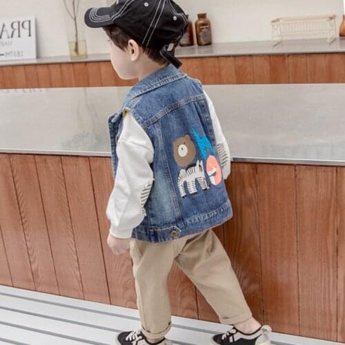 Spring Autumn Toddler Boys Clothing Sets 2021 New Baby Kids Cartoon Clothes Suits Cartoon Denim Vest+white Tee+pants Boys 3pcs