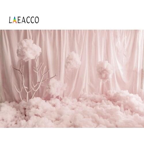 Laeacco Pink Curtain Cotton Baby Newborn Party Portrait Photography Background Photo Backdrop For Photo Studio