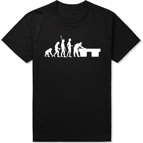 Summer Fashion Evolution Billiards Print T-Shirt Cotton Mens Short Sleeve Casual Man Problem Solved Billiards Player T Shirts