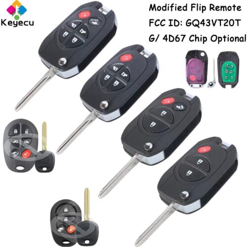 KEYECU Modified Flip Remote Control Key With 3 4 5 6 Buttons 315MHz 4D67 G Chip - FOB Toyota Sienna 2004- 2010 FCC ID: GQ43VT20T