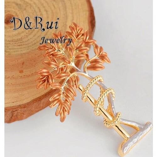 Fashion Gold Color Tree Brooches Vintage Elegant Leaf Wedding Pins Party Coat Accessories Brooch Pin for Women Mothers Day Gift