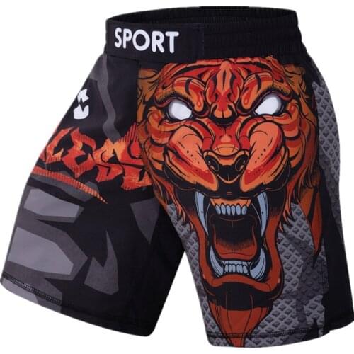 Mens Boxing Shorts, Mens Print Mma Shorts, Tiger Imitation Boxing Shorts, Muay Thai, Cheap Mma Clothes
