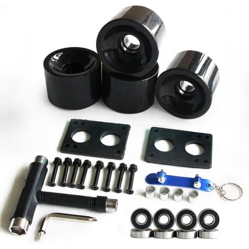 Longboard Wheels Set 70mm 78A Colorful PU Skateboard Wheels Transparent With Riserpad And Bearing Bolts Screws