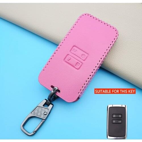Set Leather Car Key Cover for Renault Koleos Kadjar Megan 2016-2017 Remote Key Holder Protector Case
