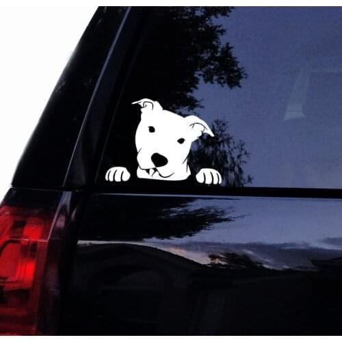 Black/Sliver PPeek a Boo Smiley Pit Bull Dog Decal Car Body Stickers Window Door Decal Cute Top Quality Waterproof S642