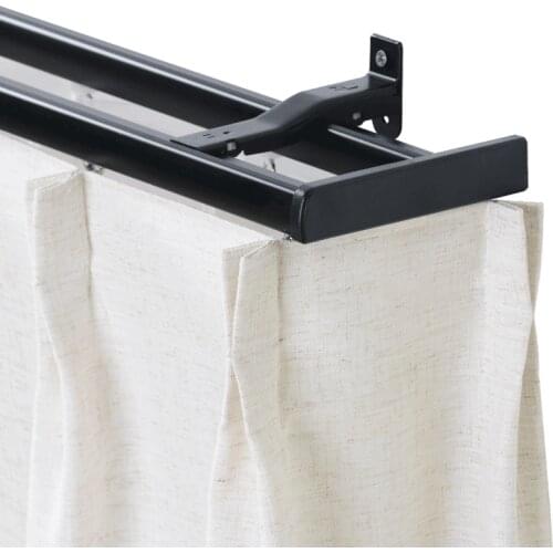 Luxurious Heavy Single Double Rails Design Straight Curtain Tracks Side Ceiling Installation Nano Silence Rod Accessories