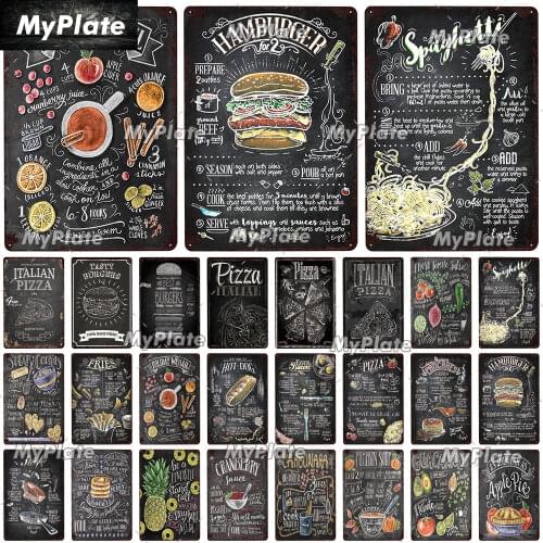 Food Menu Vintage Metal Sign Tin Sign Vintage Kitchen Decor Plaque Home Wall Decor Bar Sign Home Decor Restaurant Poster