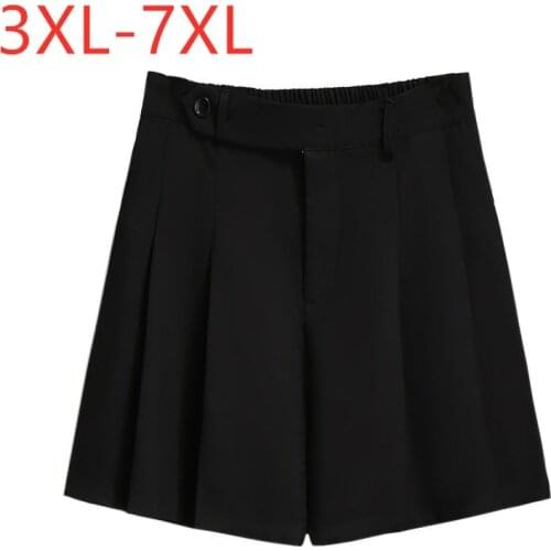 New 2021 Ladies Summer Plus Size Formal Shorts For Women Large Loose Wide Leg Black Pocket Shorts 3XL 4XL 5XL 6XL 7XL
