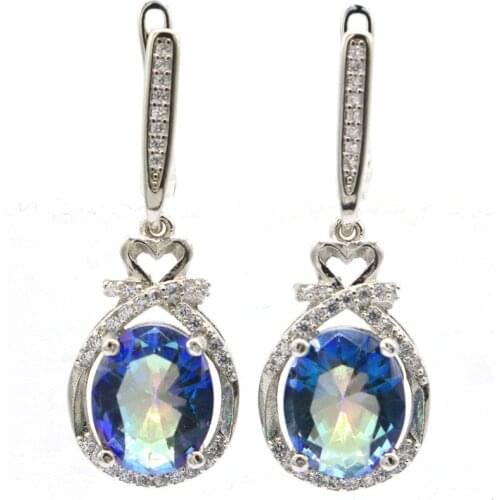 51x16mm SheCrown Big European Design Jewelry For Women Silver Earrings Created Orange Spessartine Garnet Drop Shipping