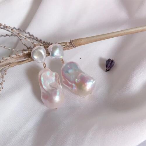 Lii Ji High Luster Baroque Pearl Stud Earring 925 Sterling Silver Gold color Real Pearl Women Wedding Birthday Gift