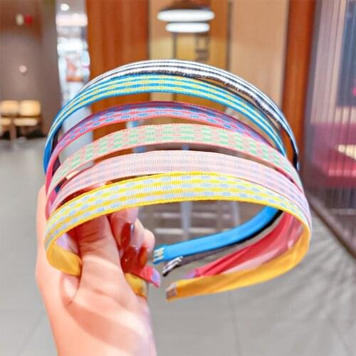 Plaid Hair Hoop headband Candy Color Women Head Wrap Hoop Thin Hair band Simple Sweet Solid Hairband Girls Hair Accessories