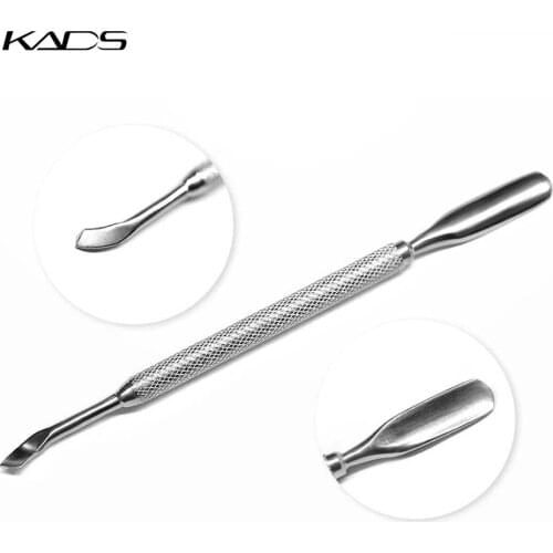 KADS 1pc Nail Silver Salon Cuticle Pusher Dual Use Stainless Steel Cuticle Pusher Leftover Skin Remover Manicure Nail Tool