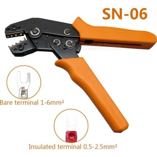 1Pcs SN-06 Insulated Spade Joint Connector Crimp Terminal Connectors Plug Insulated Shovel Wire Cold Electrical Hand Tool