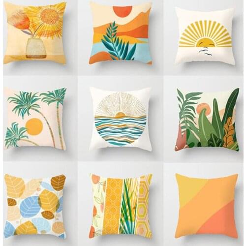 2pcs/set Nordic Style Yellow Sunflower Pattern Pillow Case Throw Cushion Cover Sofa Decorative Pillowcase Home Textile