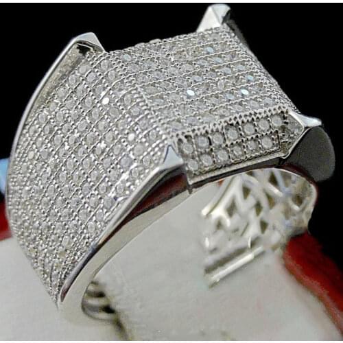 2019 Luxury Silver Full Zircon Anel Big Rings for Women Men Fashion Jewelry Wedding Anillos Engagement Statement Couple Ring