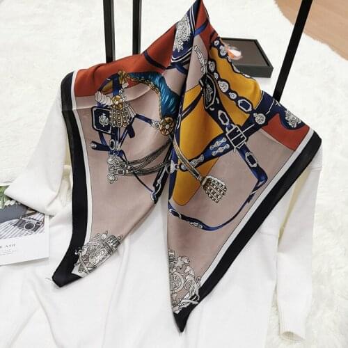 2020 70x70 new INS simple Multipurpose women Silk twill scarf Satin square tie Hairband ladies foulard femme towel bufanda shawl