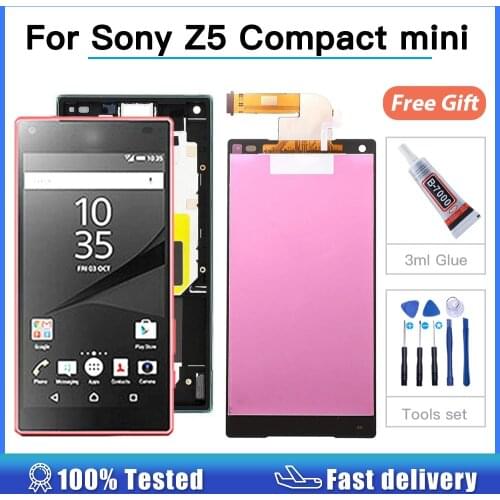 4.6" Original LCD For SONY Xperia Z5 Compact Display Touch Screen with Frame for SONY XPERIA Z5 mini LCD E5823 E5803 Digitizer