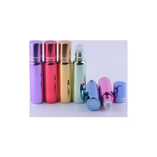 5pcs/lot 10ml perfume glass vials with roll-on ball perfume roll on glass bottle empty essential oil bottles in refillable
