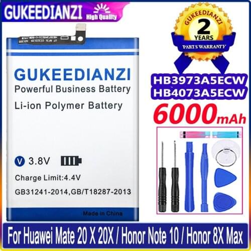 GUKEEDIANZI Battery 6000mAh HB3973A5ECW HB4073A5ECW For Huawei Mate 20 X 20X / Honor Note 10 / Honor 8X Max Mate20X Note10