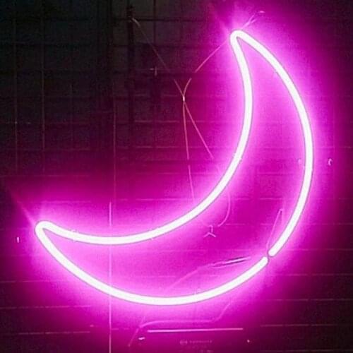 Custom Made 12“x12" Pink Moon Acrylic Neon Light Lamp Sign Beer Bar Real Glass Decorate Home Wall Room Windows Tube Artwork