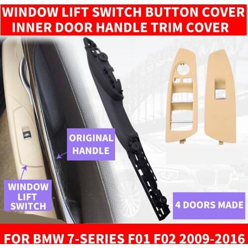 Car Front Left / Right Side Black Inner Interior Door Pull Handle Panel Carrier Trim Cover For BMW 7-series F01 F02 730 2009-16