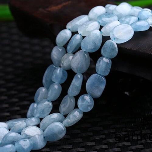 Natural Freefrom Potato Blue Aquamarines Beads About 6x8mm For Jewelry Making Beads Bracelets 15'' Needlework DIY Beads
