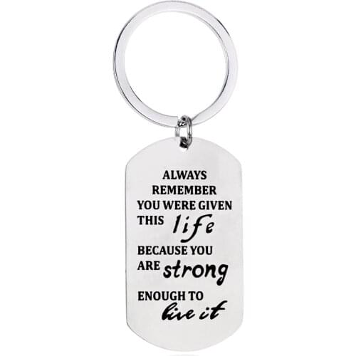12PC/Lot Dog Tag Military Keyring You Were Given This Life Keychain Car Bags Keyfob Stainless Steel Women Inspirational Jewelry